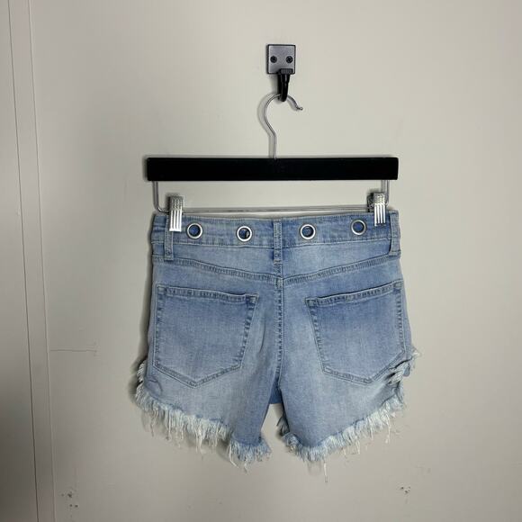 Altar'd State Denim Jean Shorts with Belt Loops High Rise All Button up Size 24 - Picture 3 of 12